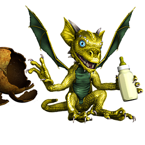 <b>Pukycoyunei</b> ist ein weibliches Drachenbaby. Mit der richtigen Pflege wird es schnell wachsen und stark genug zum Fliegen werden.